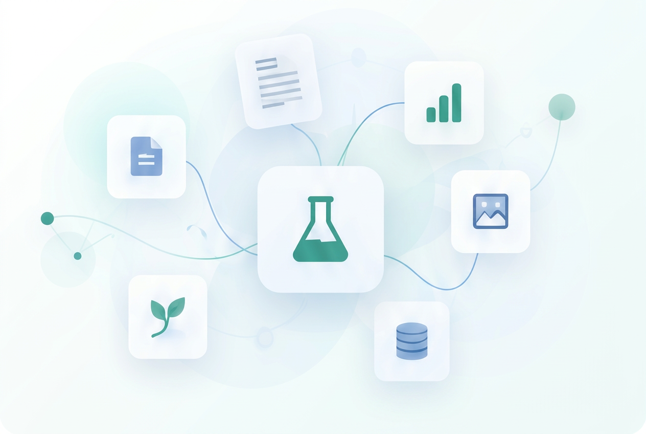 Documentos, resultados e materiais conectados ao experimento científico